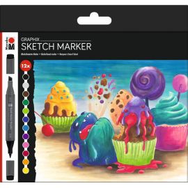 Marabu Sketch Marker Graphix 12er-Sortierung SUGARHOLIC