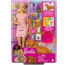 Barbie Puppe (blond) mit Hund und Welpen