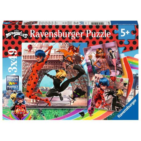 Ravensburger 5189 Puzzle Unsere Helden Ladybug und Cat Noir 3 X 49 Teile