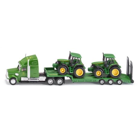 SIKU 1837 Tieflader mit John Deere Traktoren