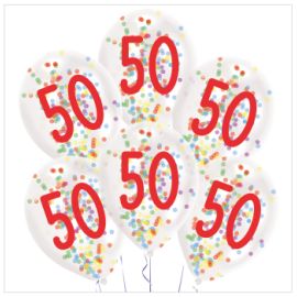6 Latexballons Droplets 50 Confetti Birthday 1C Konfetti-Füllung Papier 27.5 cm   11
