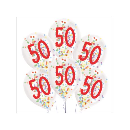 6 Latexballons Droplets 50 Confetti Birthday 1C Konfetti-Füllung Papier 27.5 cm   11