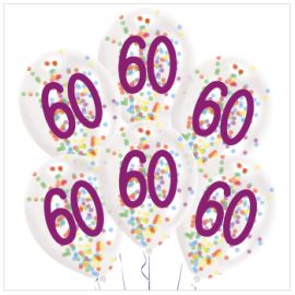 6 Latexballons Droplets 60 Confetti Birthday 1C Konfetti-Füllung Papier 27.5 cm   11