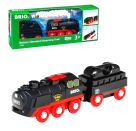BRIO World 33884 Batterie-Dampflok mit Wassertank - Lokomotive mit echtem kühlen Dampf und Wasserbehälter zum Nachfüll
