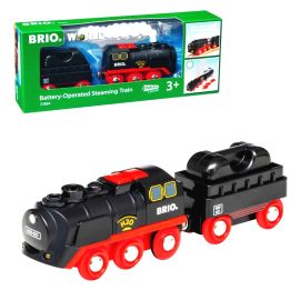 BRIO World 33884 Batterie-Dampflok mit Wassertank - Lokomotive mit echtem kühlen Dampf und Wasserbehälter zum Nachfüll