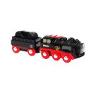 BRIO World 33884 Batterie-Dampflok mit Wassertank - Lokomotive mit echtem kühlen Dampf und Wasserbehälter zum Nachfüll