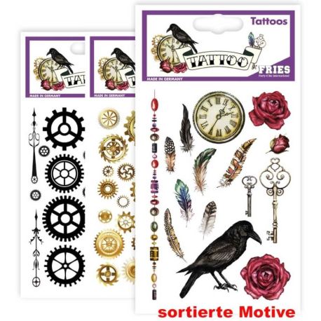 FRIES - Tattoos Steampunk, sort. Designs