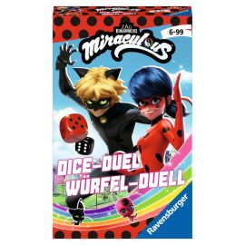 Ravensburger Mitbringspiel – 20893 – Miraculous Würfel-Duell, Spannendes Würfelspiel  mit Lady Bug und Cat Noir ab 6 J