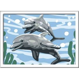 Ravensburger CreArt 28468 - Freundliche Delfine - Malen nach Zahlen Delfine für Kinder ab 7 Jahre