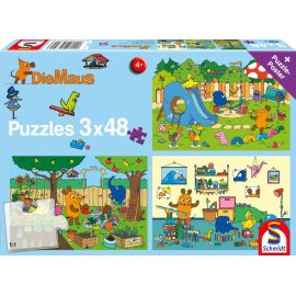 Schmidt Spiele 56394 Die Maus  Ein Tag mit der Maus, 3x48 Teile