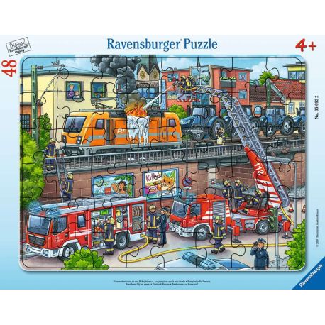 Ravensburger 5093 Puzzle Feuerwehreinsatz an den Bahngleisen 30-48 Teile