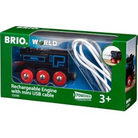 BRIO World - 33599 Akku Lok mit Mini USB - Wiederaufladbare Lokomotive - Batteriebetriebener Spielzeugzug für Kinder a