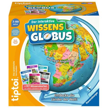 Ravensburger tiptoi Spiel 00107 - Der interaktive Wissens-Globus - Lern-Globus für Kinder ab 7 Jahren, lehrreicher Glo