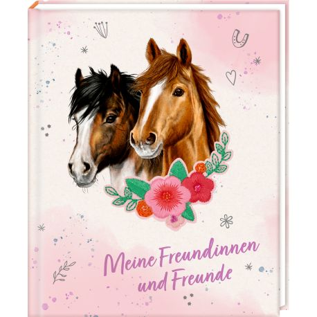 Freundebu.m.Blüten-P.: Pferde
