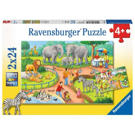 Ravensburger 7813 Puzzle Ein Tag im Zoo 2 X 24 Teile