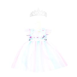 Puppen-Kleid Fee und Einhorn mit silberner Krone, Gr. 28-35 cm