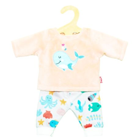 Puppen-Flauschiger Pyjama   Wal Bobby  , 2-teilig, Gr. 28-35 cm