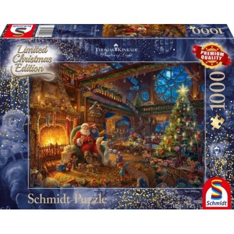 Schmidt Spiele Puzzle Thomas Kinkade Der Weihnachtsmann und seine Wichtel, 1000 Teile