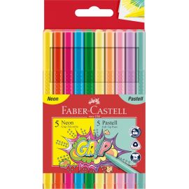 Faber-Castell Grip Filzstift Neon + Pastell 10er Etui