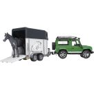 Bruder 02592 Land Rover Defender plus Anhänger plus Pferd, sortiert