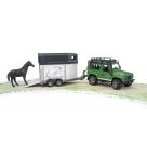 Bruder 02592 Land Rover Defender plus Anhänger plus Pferd, sortiert