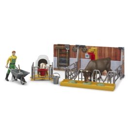 Bruder 62611 bworld Kuh- und Kälberstall mit Landwirt