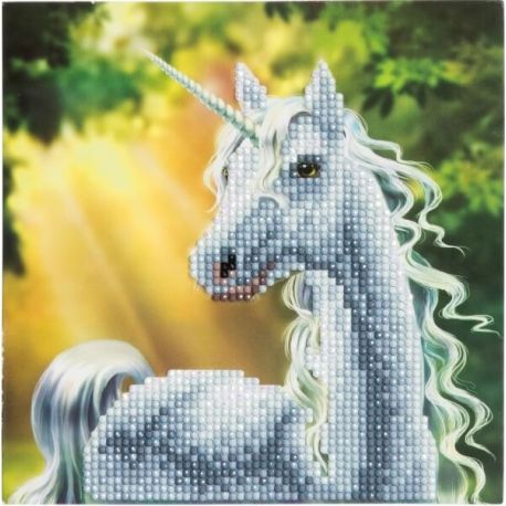 Crystal Art Grußkarte Einhorn im Sonnenschein 18x18cm