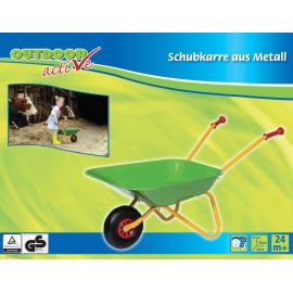 Outdoor active Schubkarre Metall grün und gelb